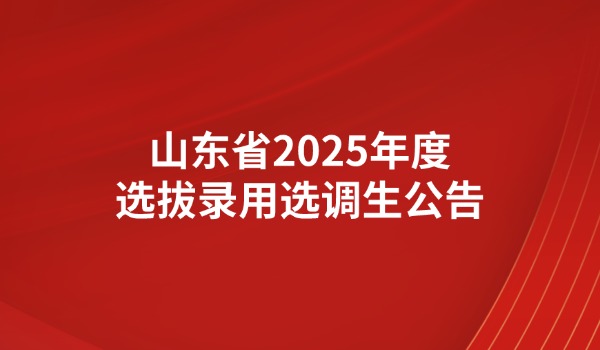 山東省2025年度選拔錄用選調(diào)生公告